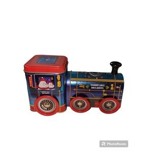 Cute Christmas Tin,  Snowflake Railways. Wheels Turn  7" X 3" X 3"